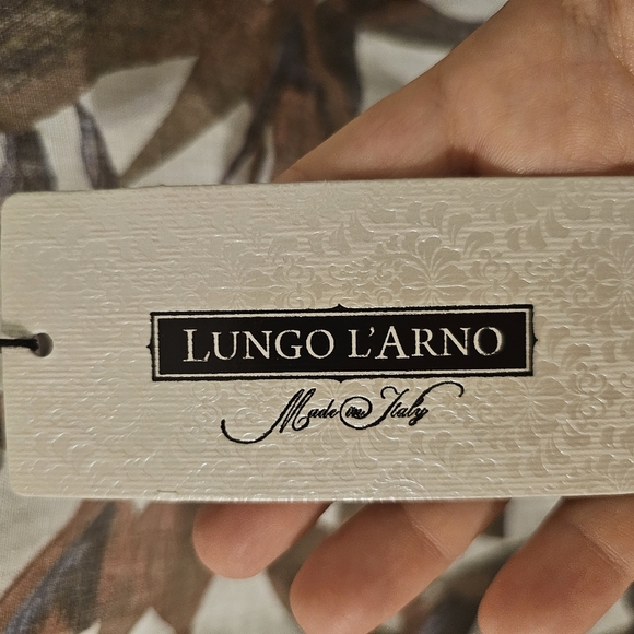 Lungo L'arno NWT Womens 100% Linen Dress Botanical Pockets Made in Italy 1X - Picture 3 of 9